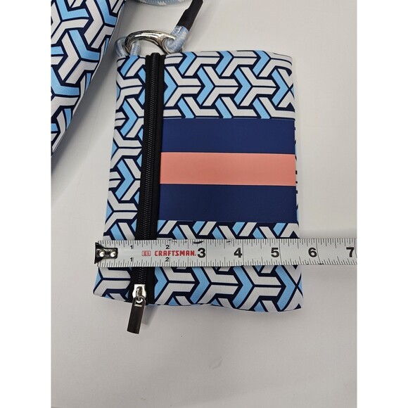 Neoprene Large Tote Bag With Zip Pouch Blue Geometric W KC Chic Designs Dust Bag - Picture 7 of 7